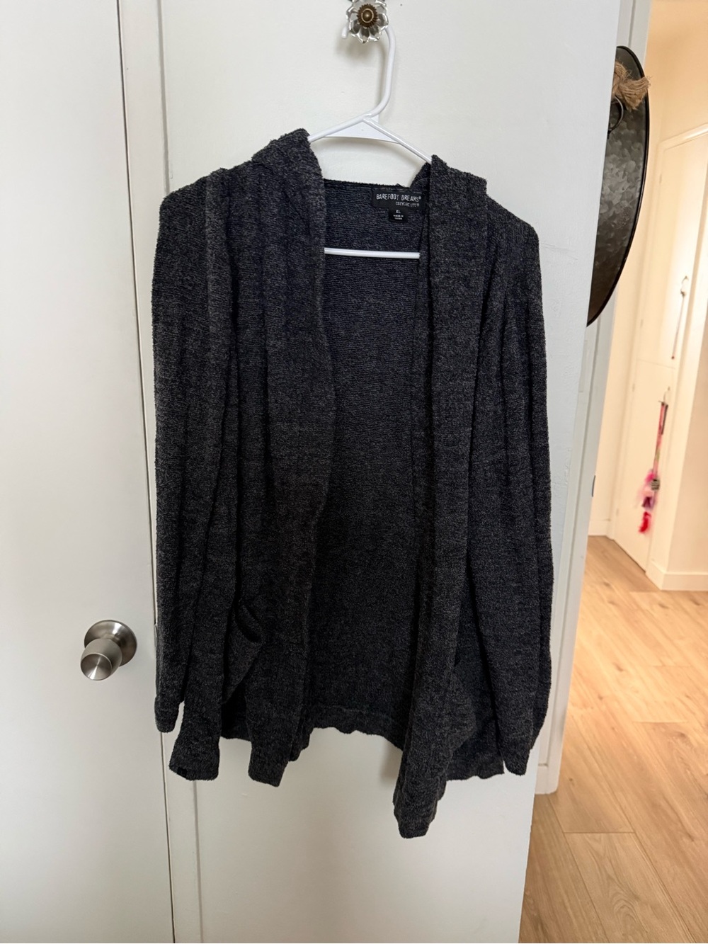 Barefoot Dreams Dark Charcoal Hooded Open-Front Cardigan